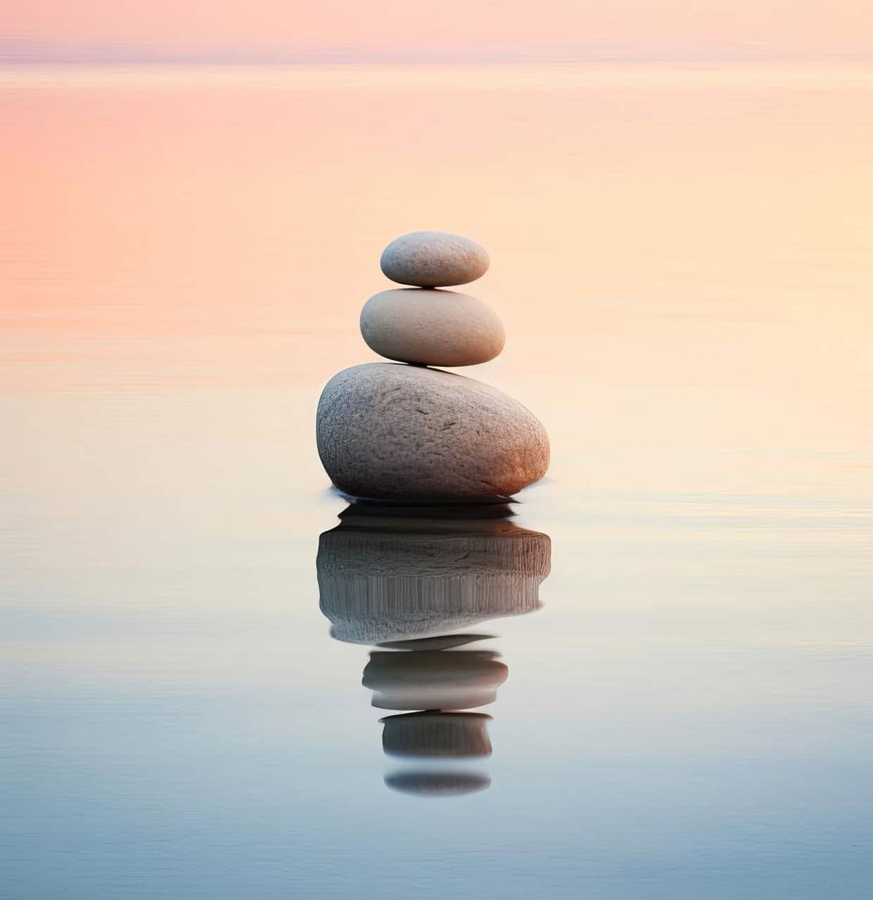Stacked zen stones on water